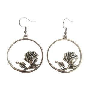 Handcrafted Rose Hoop Earrings